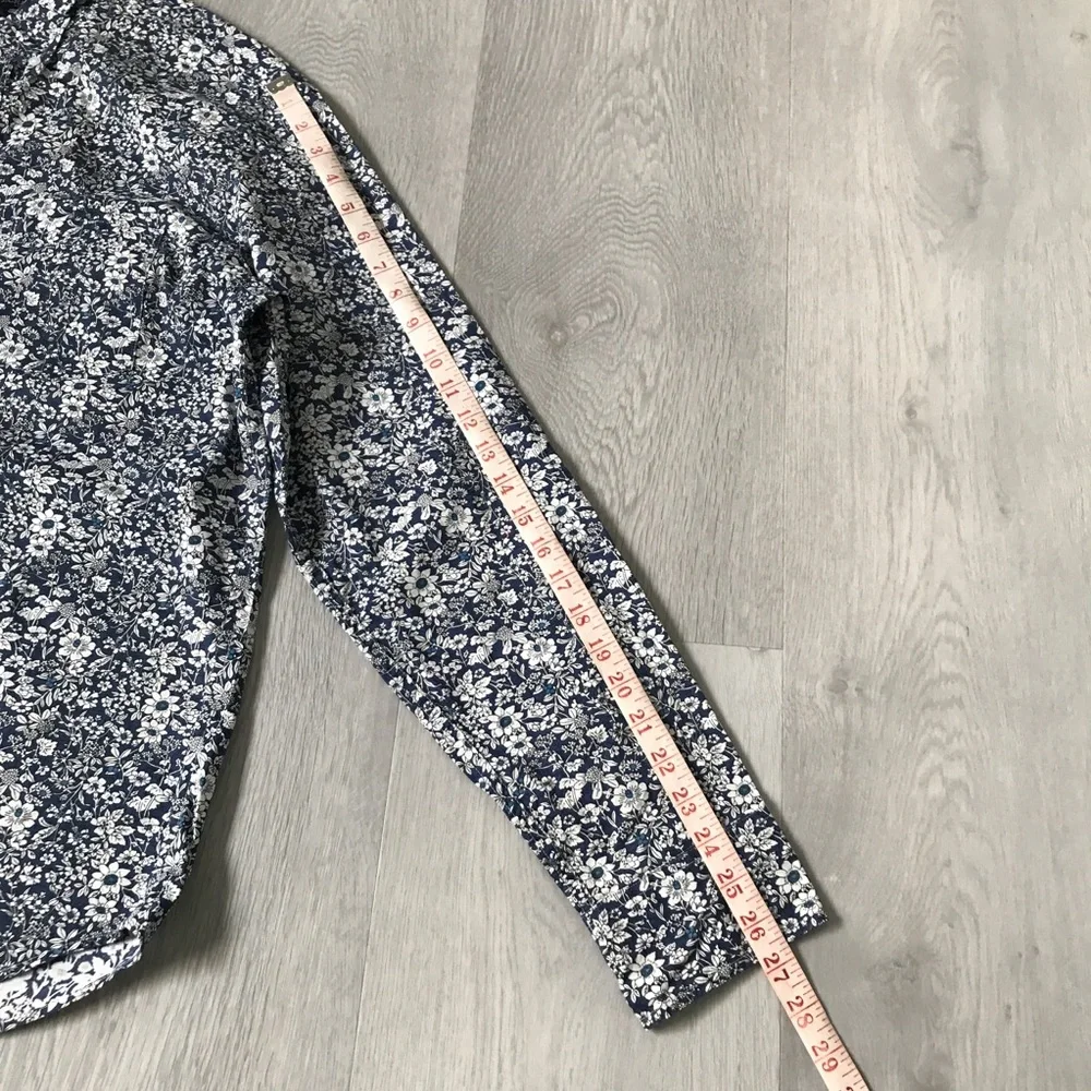J CREW BLUE FLORAL SHIRT LONG SLEEVE BUTTON MENS LARGE